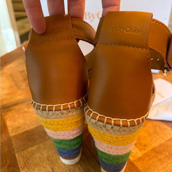 See By Chloe Espadrille Wedge Striped 38 8 Worn once! EUC with box and dustbag - Picture 2 of 6